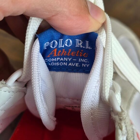 Polo Ralph Lauren Train 90-SK-ATH P-Wing Shoes White Grey Blue Red Men's 10.5 LE - Picture 14 of 14